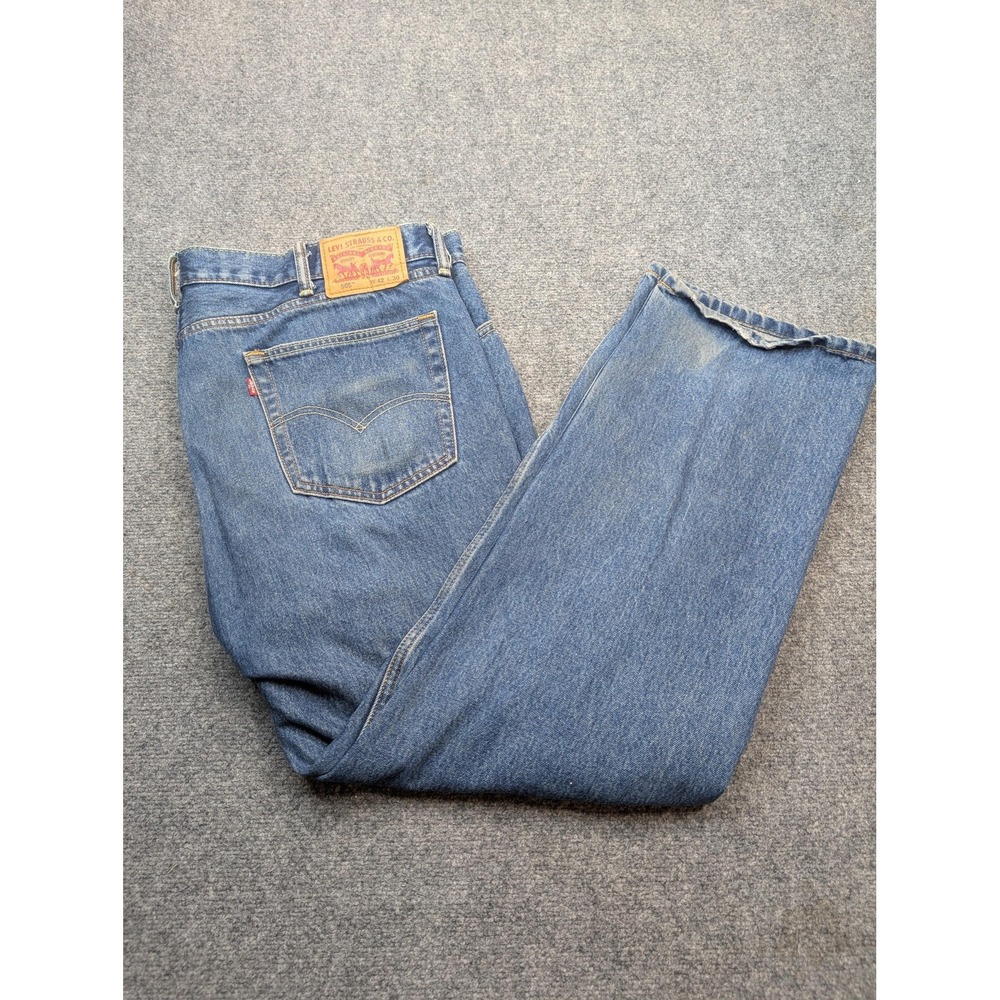 Levis 505 Jeans Mens 44x30 Blue Straight Fit Denim Classic 5 Pocket Pants Casual